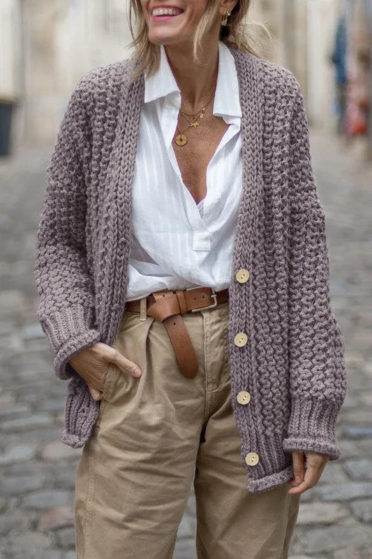 Chunky Cable Knit Oversized Cardigan Sweater in 2 Colors