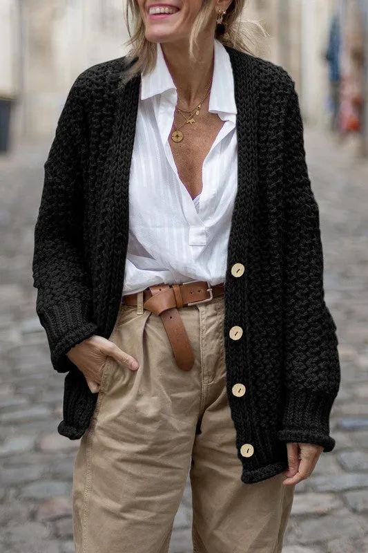 Chunky Cable Knit Oversized Cardigan Sweater in 2 Colors