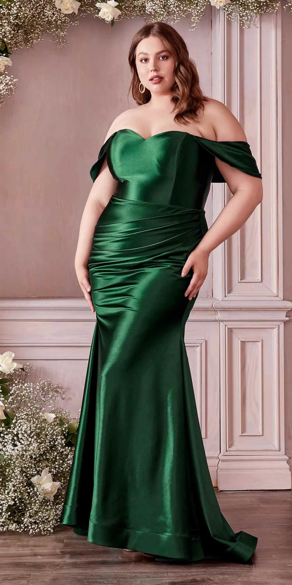 Cinderella Divine CH163 Strapless Off the Shoulder Fitted Gown