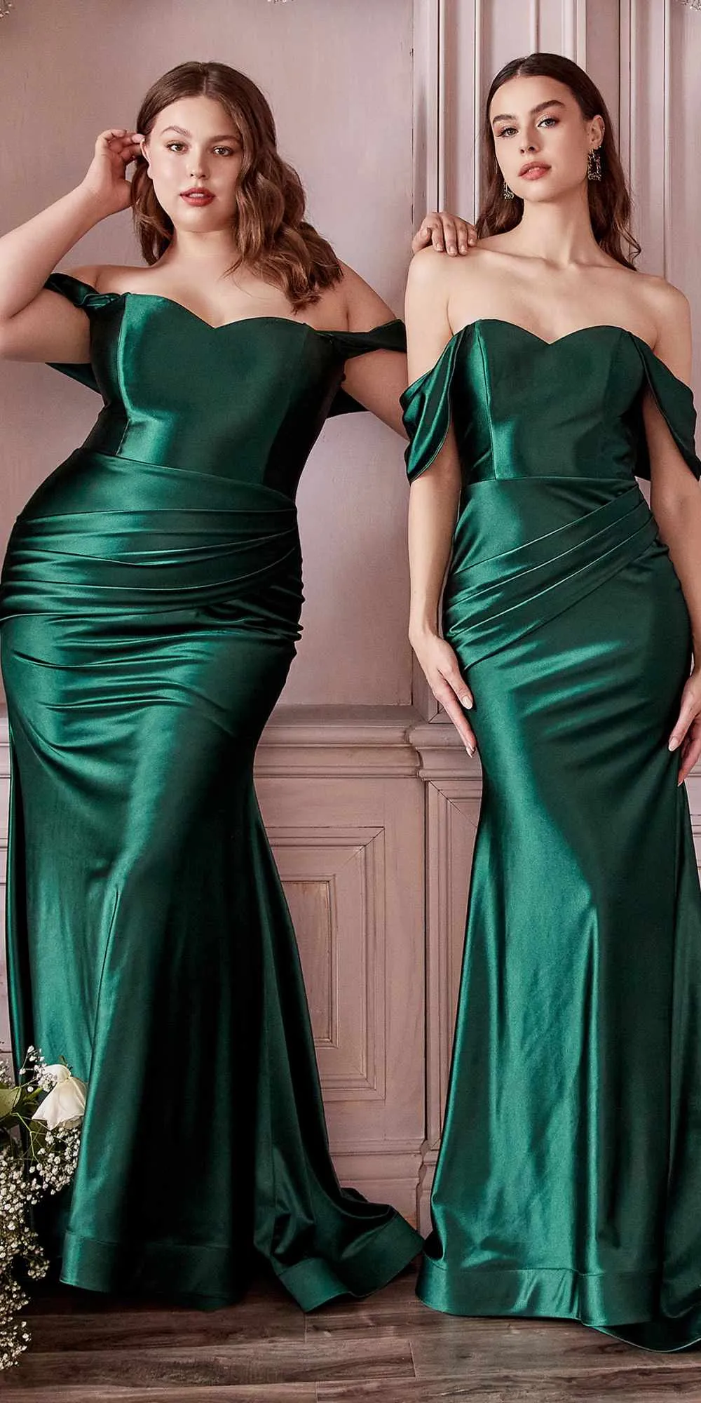 Cinderella Divine CH163 Strapless Off the Shoulder Fitted Gown