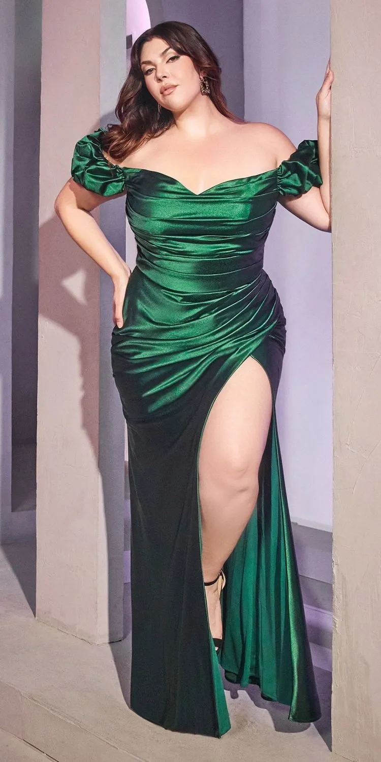 Cinderella Divine KV1056 Fitted Gathered Satin Gown