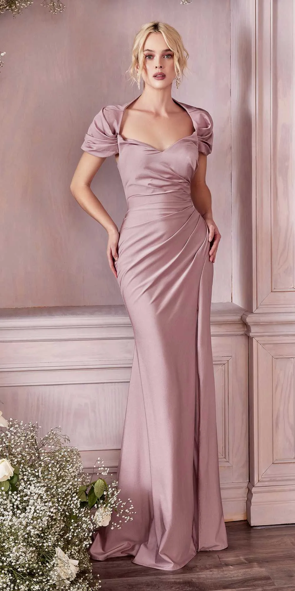Cinderella Divine KV1061 Cap Sleeve With Shawl Long Fitted Dress