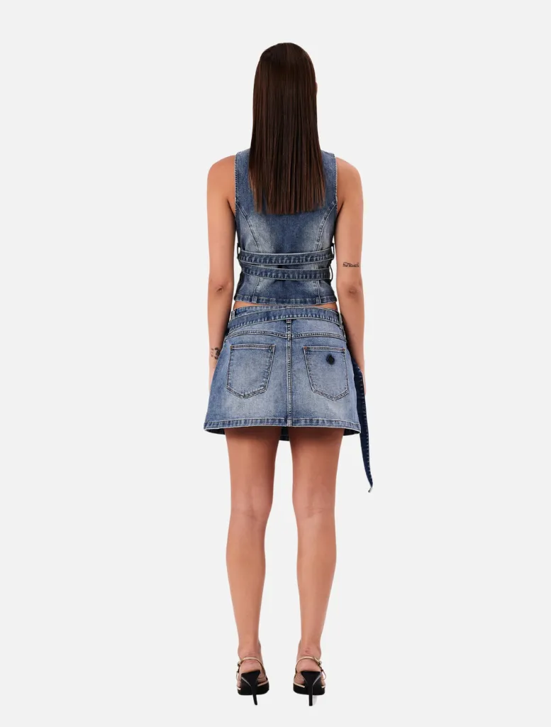 City Wrap Top Dalia - Mid Vintage Indigo