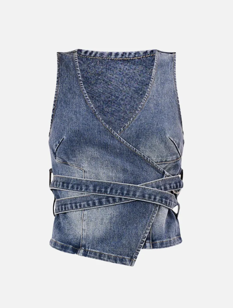 City Wrap Top Dalia - Mid Vintage Indigo