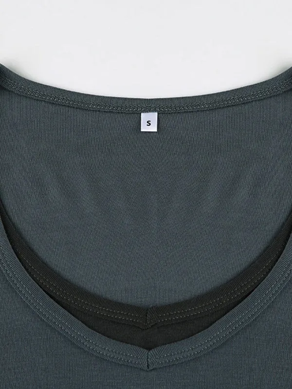 Classic Gray Simple Long Sleeve Top 
