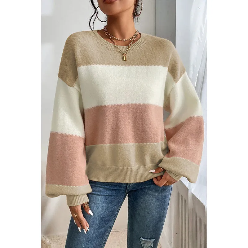 Colour Block Crew Neck Sweater