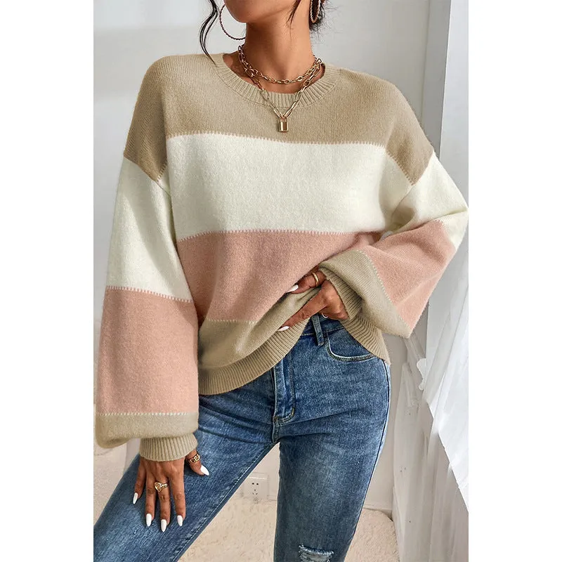 Colour Block Crew Neck Sweater