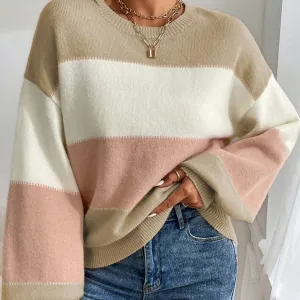 Colour Block Crew Neck Sweater