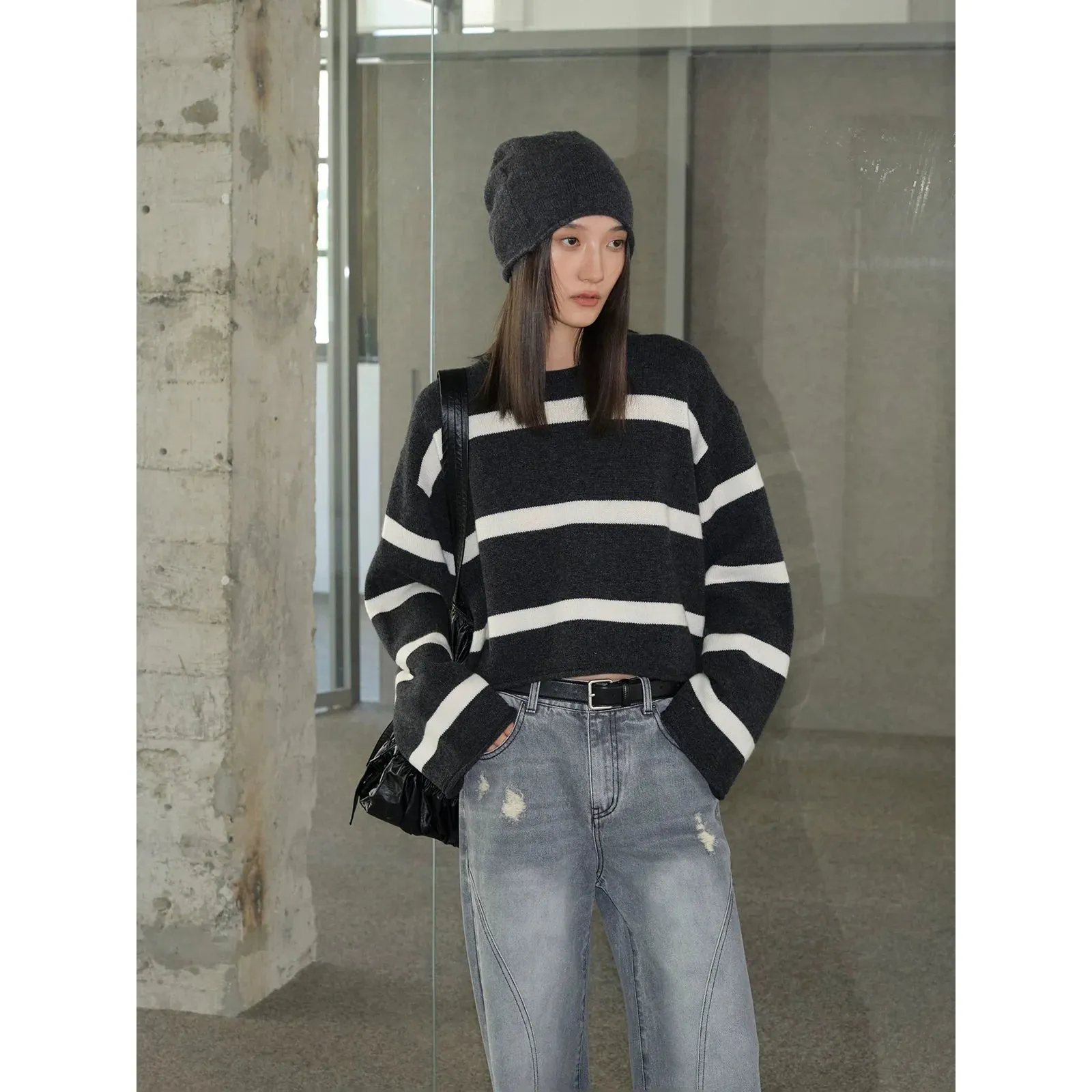 Contrast Striped Knit Sweater
