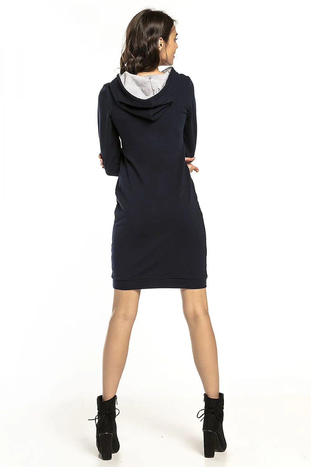 Contrasting Hooded Fitted Dress