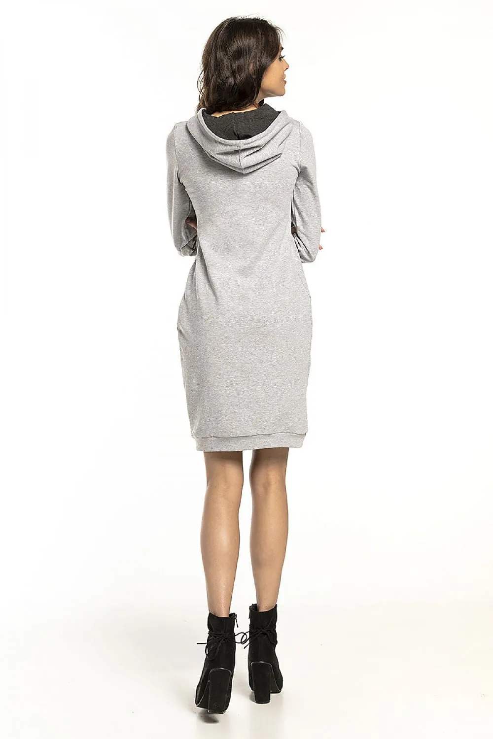 Contrasting Hooded Fitted Dress