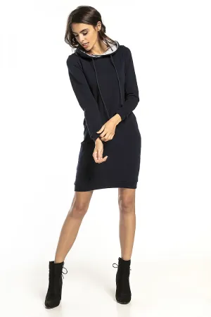 Contrasting Hooded Fitted Dress