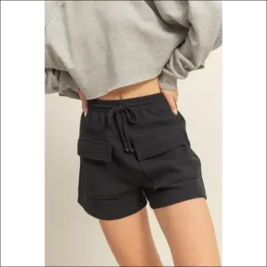 Cozy Drawstring Waffle Knit Front Pocket Shorts