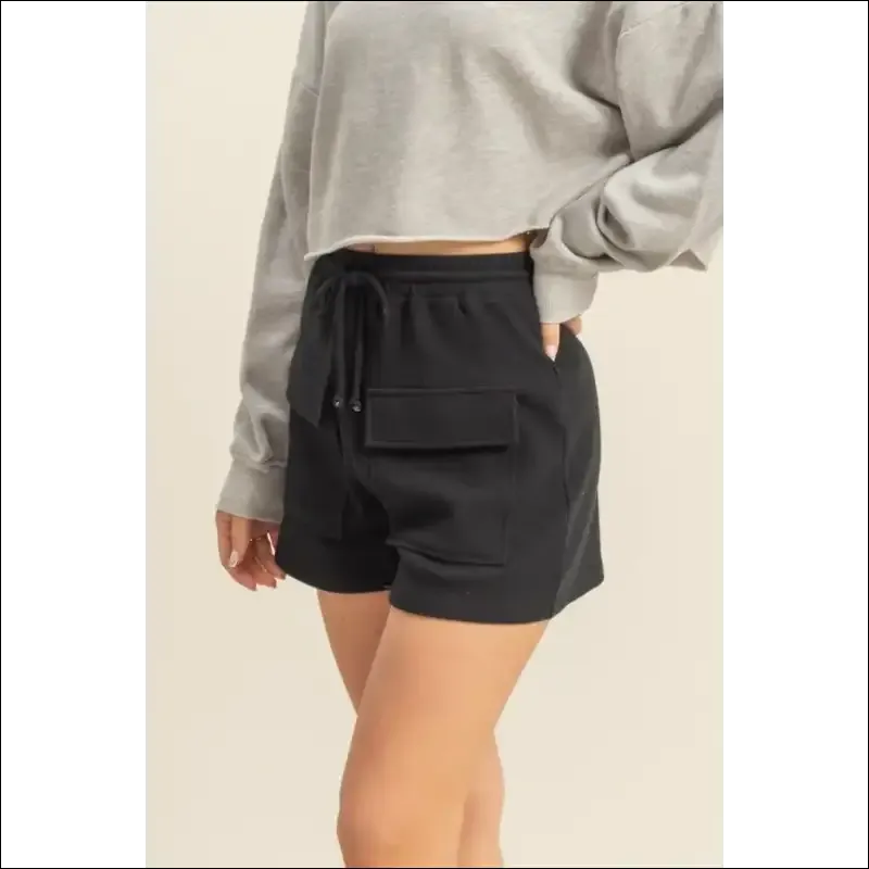 Cozy Drawstring Waffle Knit Front Pocket Shorts
