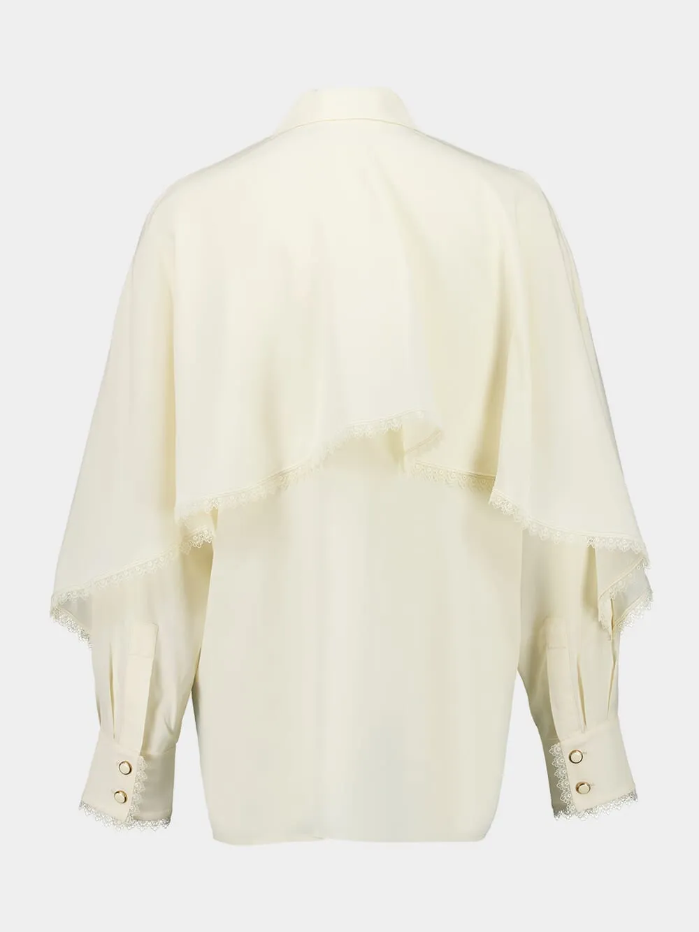 Cream Fringed Cape Blouse