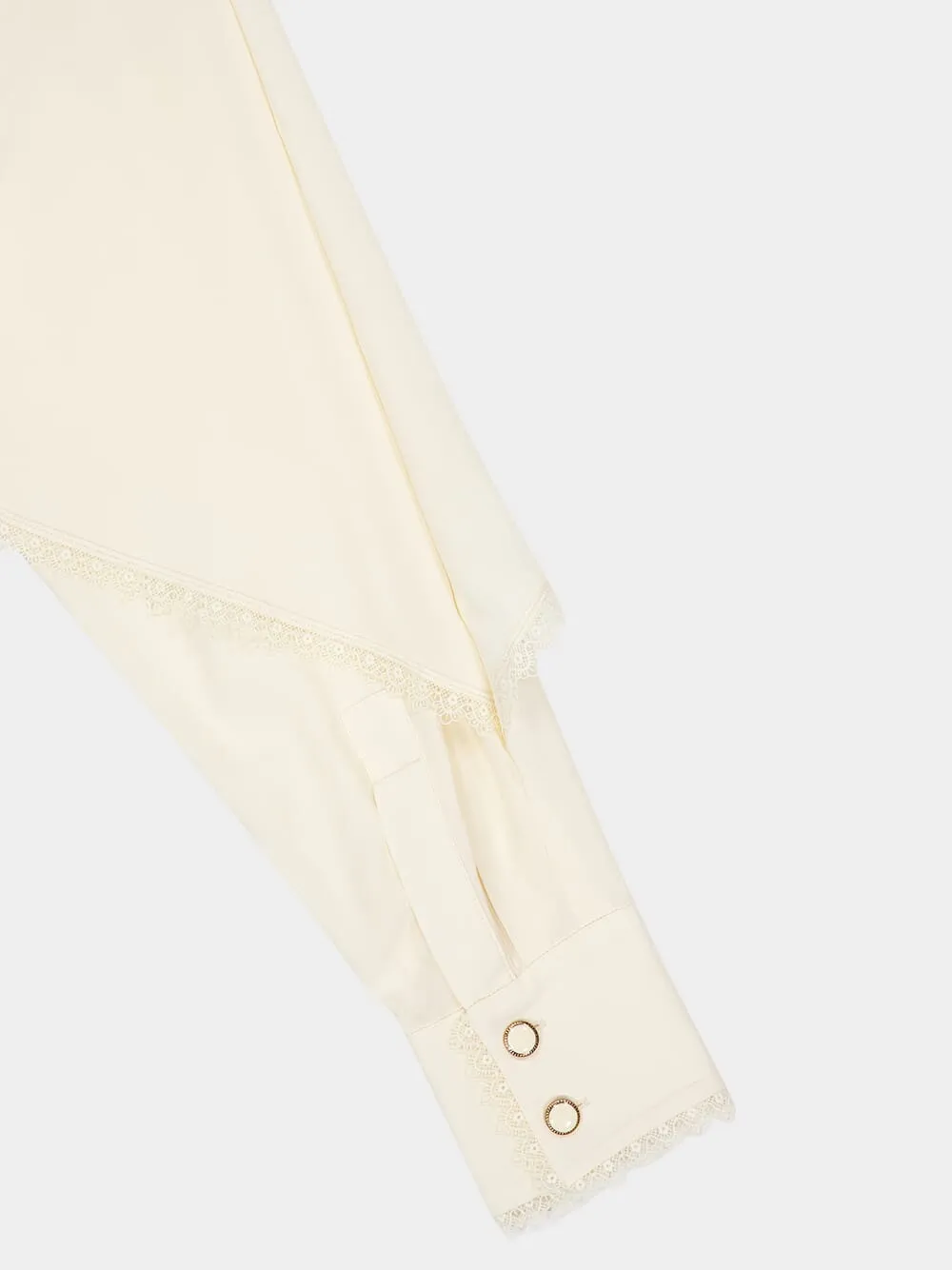 Cream Fringed Cape Blouse