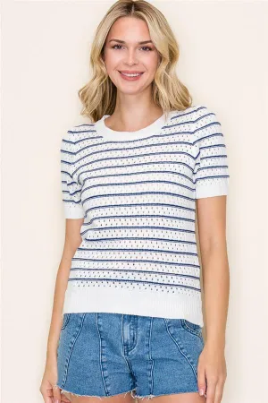 Crochet Stripe Sweater Top