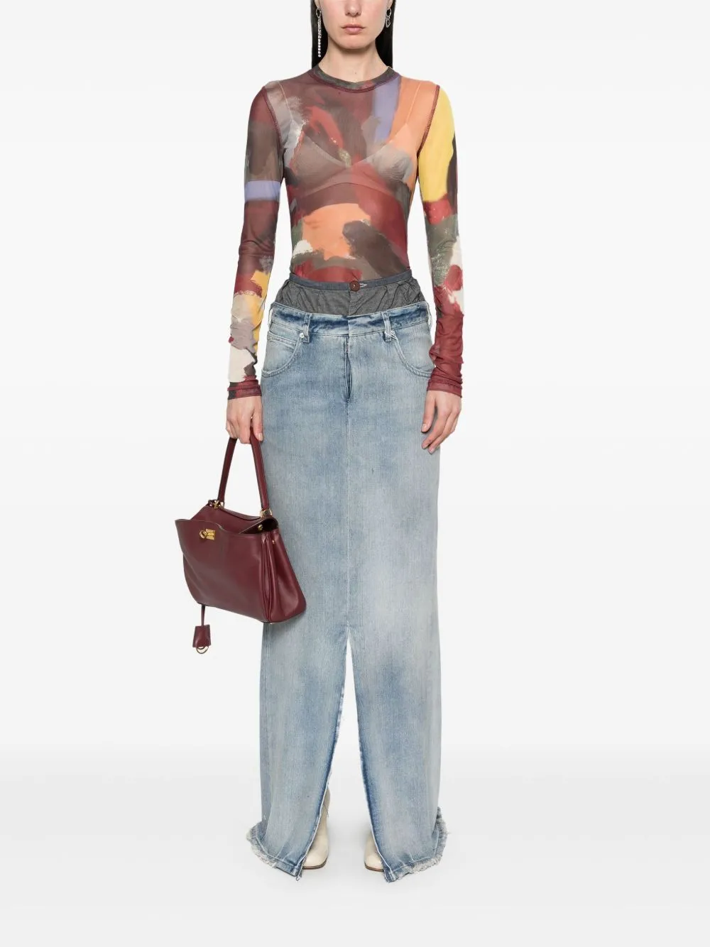 Denim cotton maxi skirt