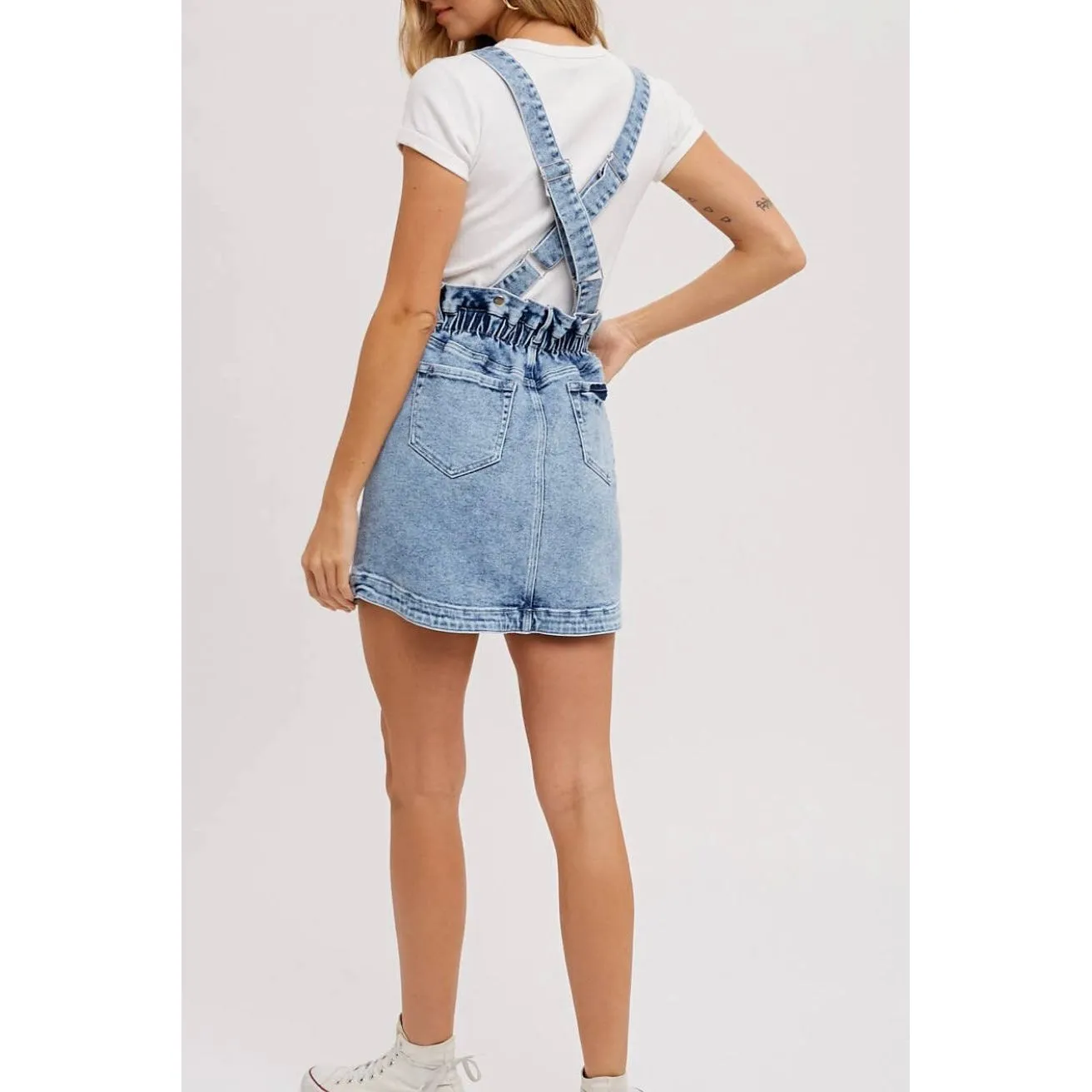 denim mini skirt suspender