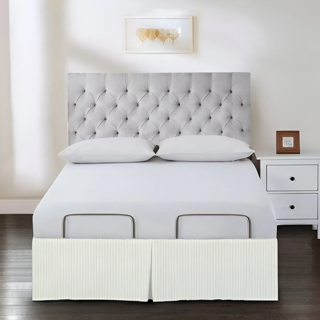 Detachable Wrap Around Polyester Ticking Stripe Tailored Bed Skirt
