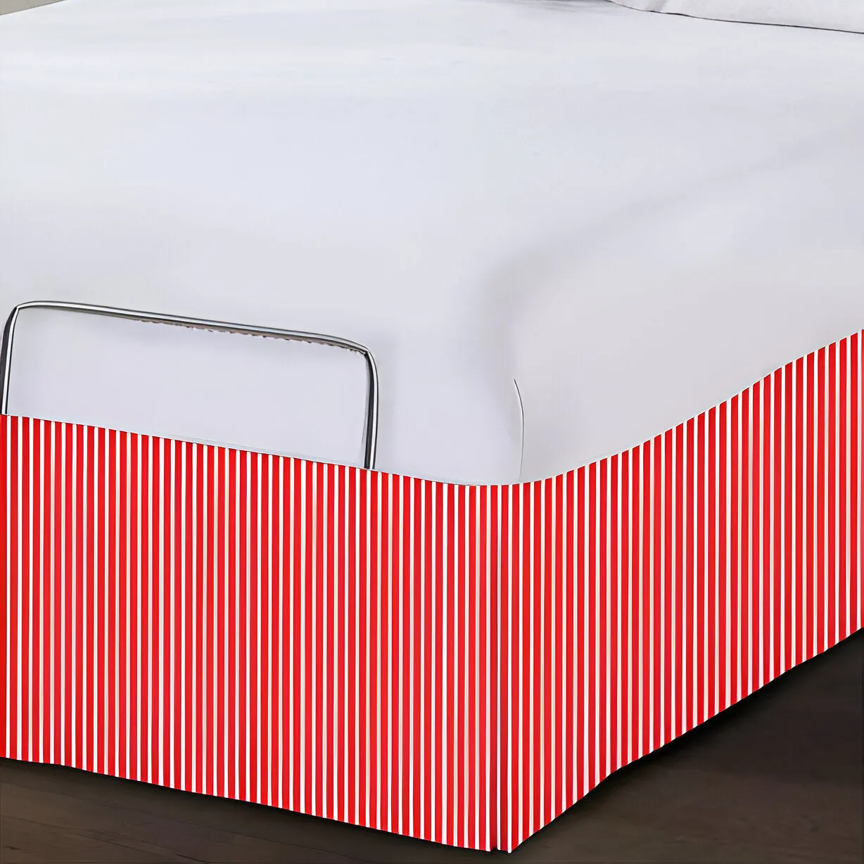 Detachable Wrap Around Polyester Ticking Stripe Tailored Bed Skirt