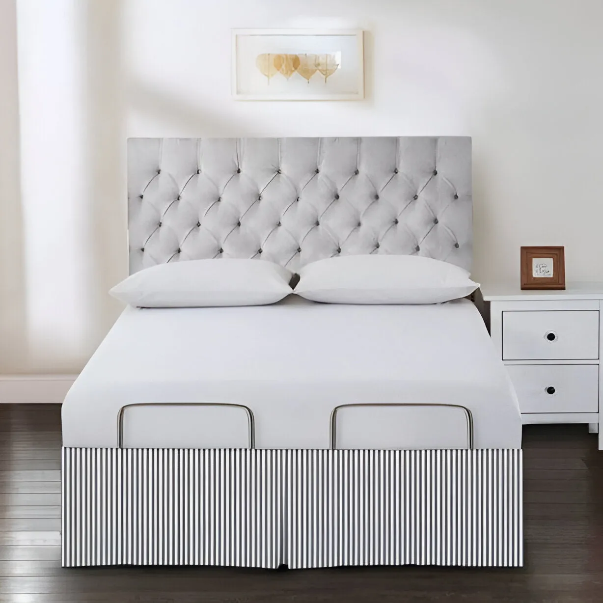 Detachable Wrap Around Polyester Ticking Stripe Tailored Bed Skirt