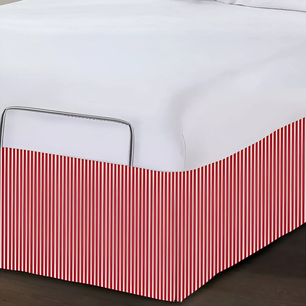 Detachable Wrap Around Polyester Ticking Stripe Tailored Bed Skirt
