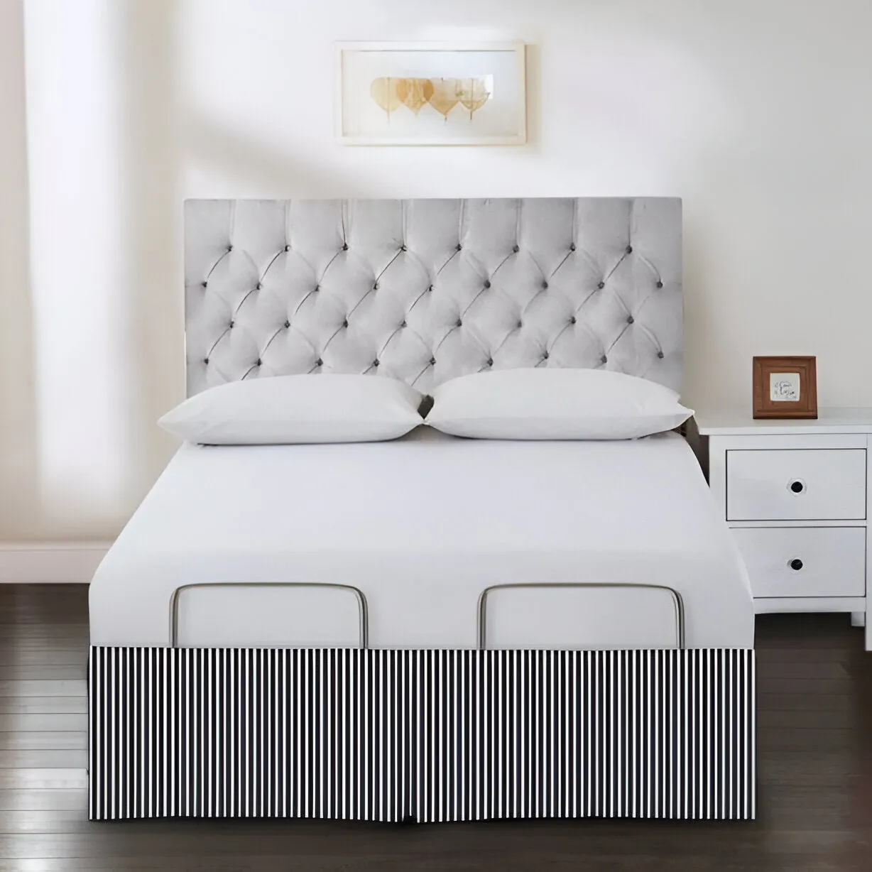 Detachable Wrap Around Polyester Ticking Stripe Tailored Bed Skirt