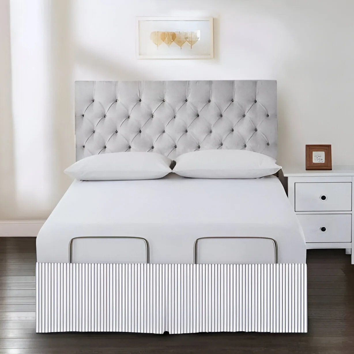 Detachable Wrap Around Polyester Ticking Stripe Tailored Bed Skirt