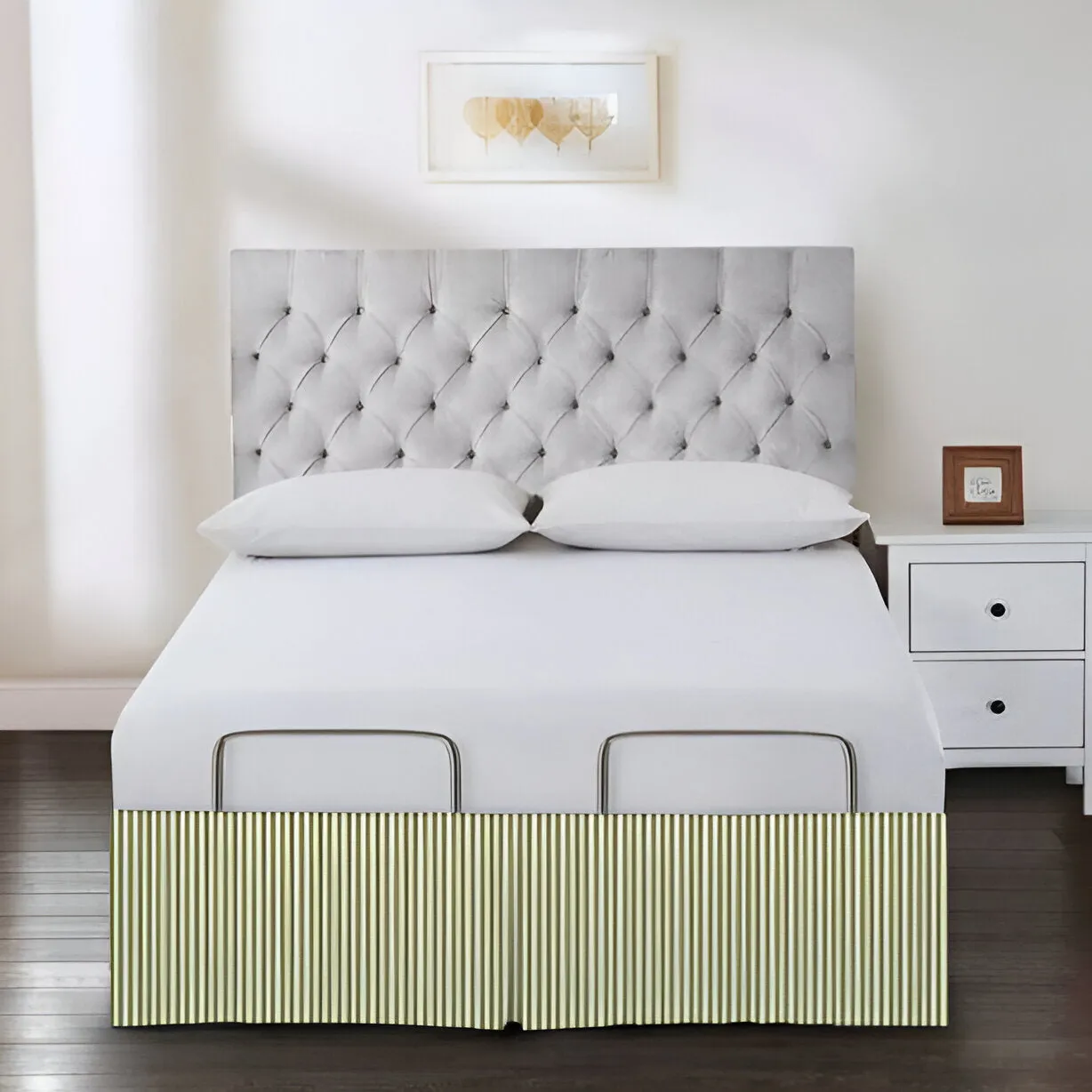 Detachable Wrap Around Polyester Ticking Stripe Tailored Bed Skirt