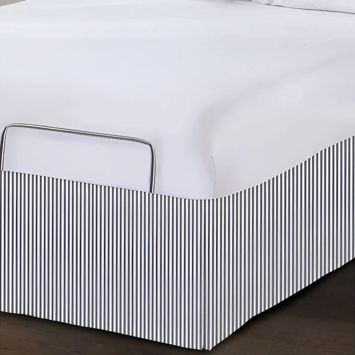 Detachable Wrap Around Polyester Ticking Stripe Tailored Bed Skirt
