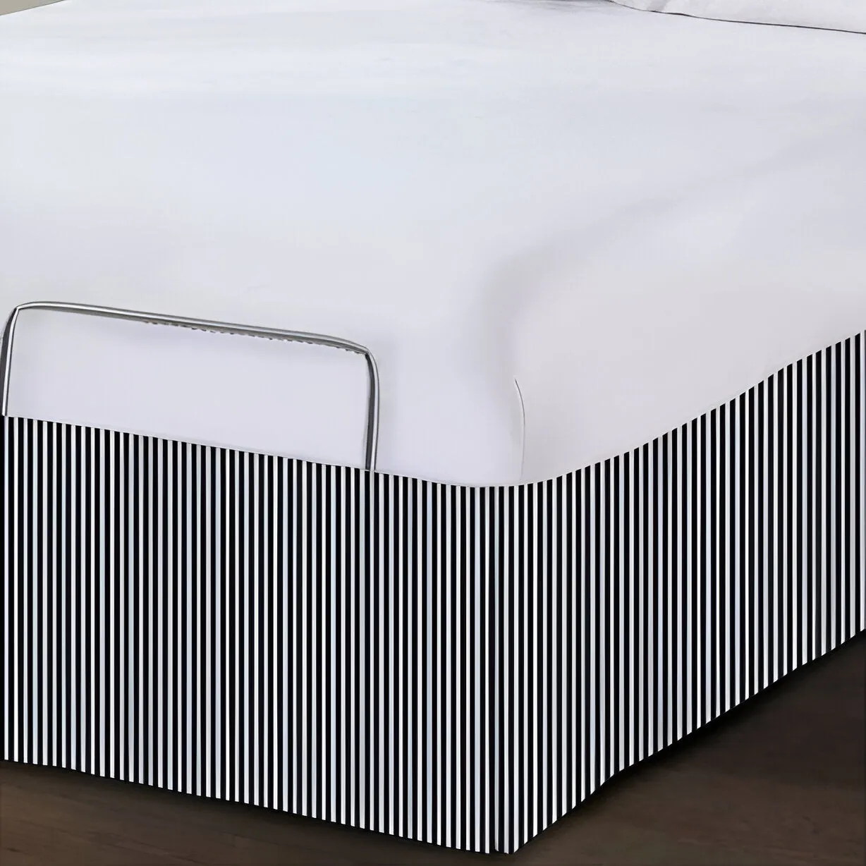 Detachable Wrap Around Polyester Ticking Stripe Tailored Bed Skirt