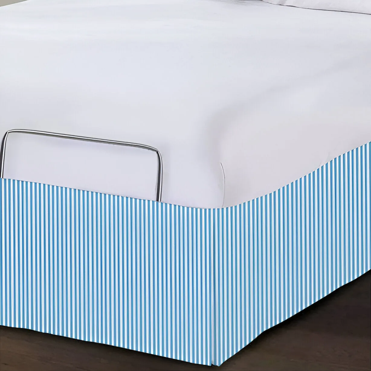 Detachable Wrap Around Polyester Ticking Stripe Tailored Bed Skirt