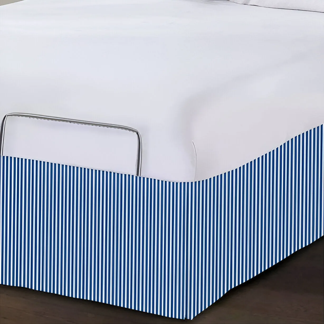 Detachable Wrap Around Polyester Ticking Stripe Tailored Bed Skirt
