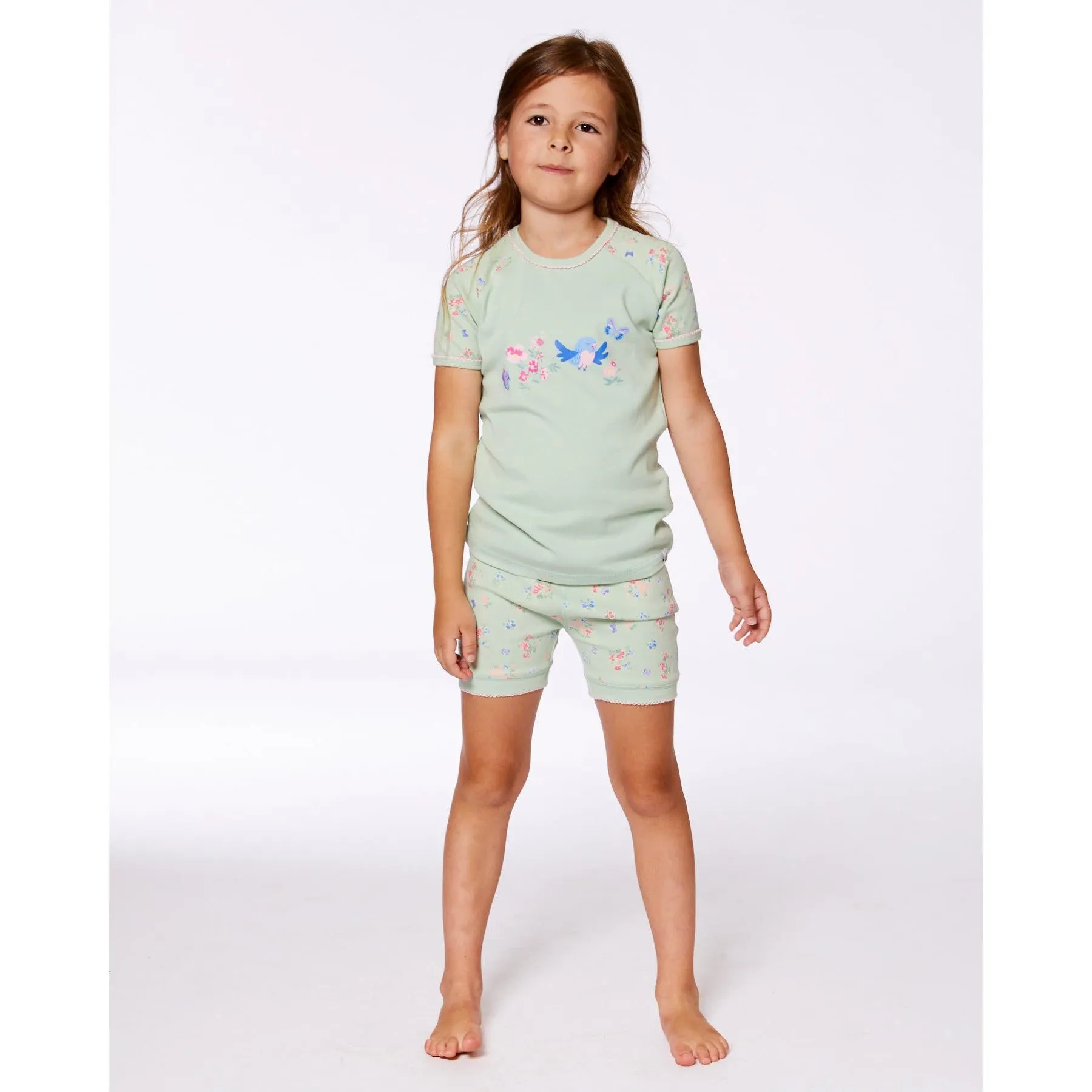 Deux Par Deux 2pc Pajama Short Set - Flowers