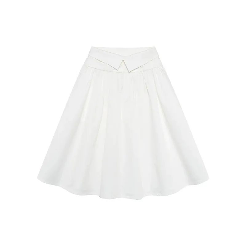 Double Waistband A-line Midi Skirt