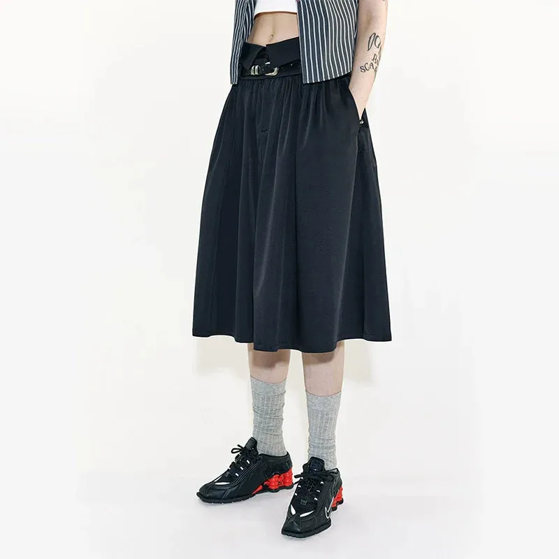 Double Waistband A-line Midi Skirt