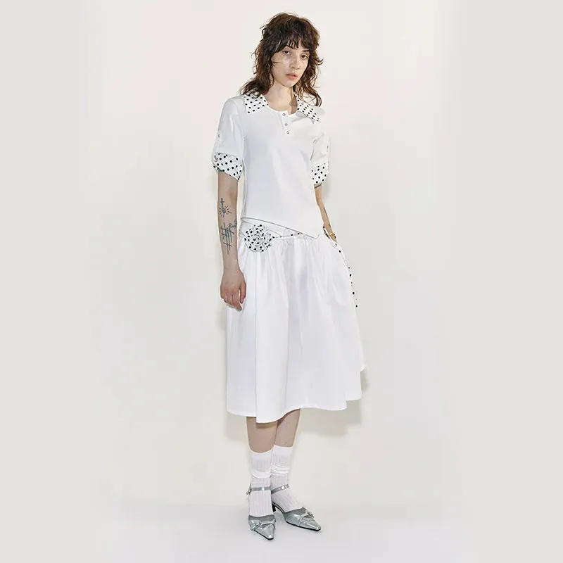 Double Waistband A-line Midi Skirt