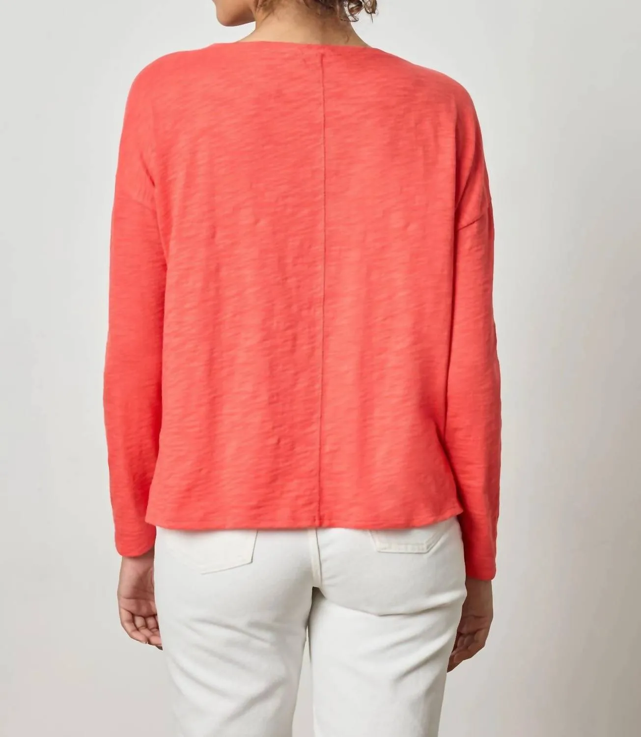 Drop Shoulder Seamed Boatneck Shirt In Geranium