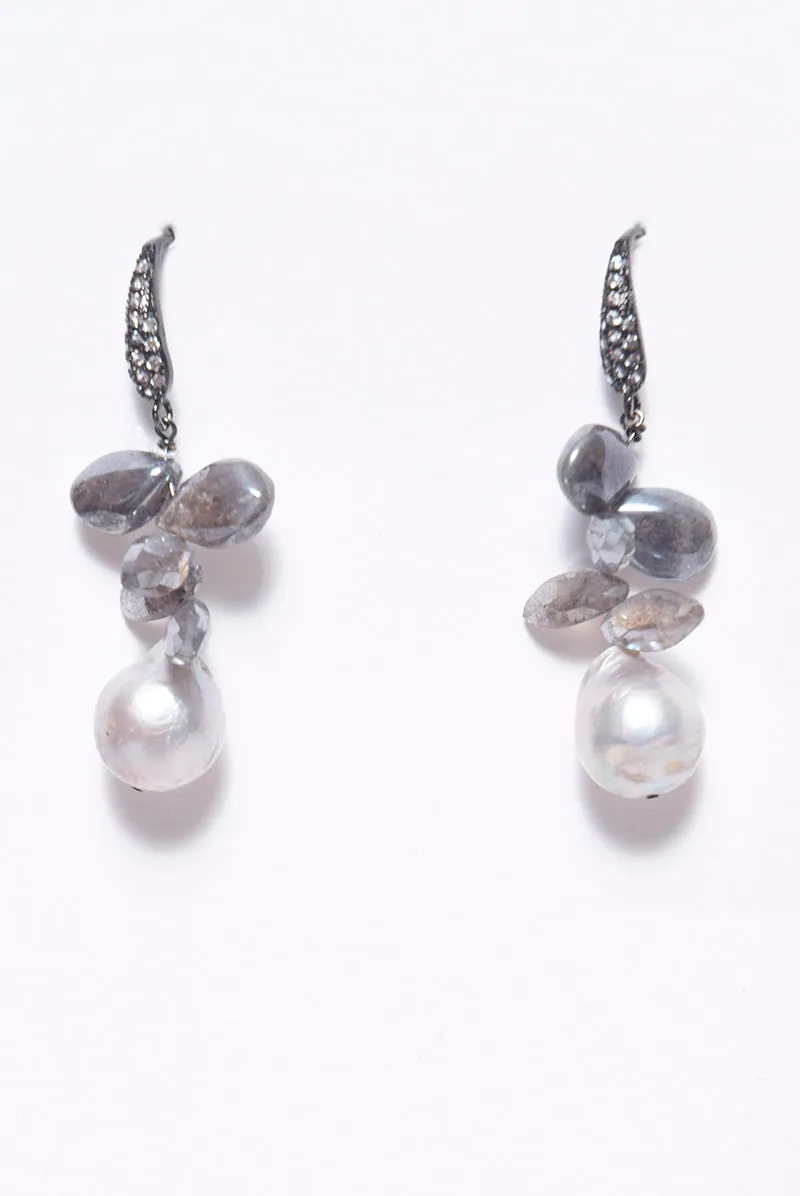Earrings with Labradorite Leaves