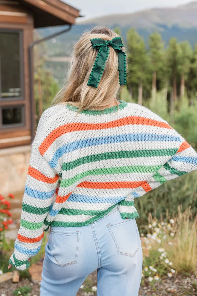 Easy Aspirations Green Multi Stripe Sweater FINAL SALE