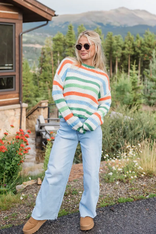 Easy Aspirations Green Multi Stripe Sweater FINAL SALE