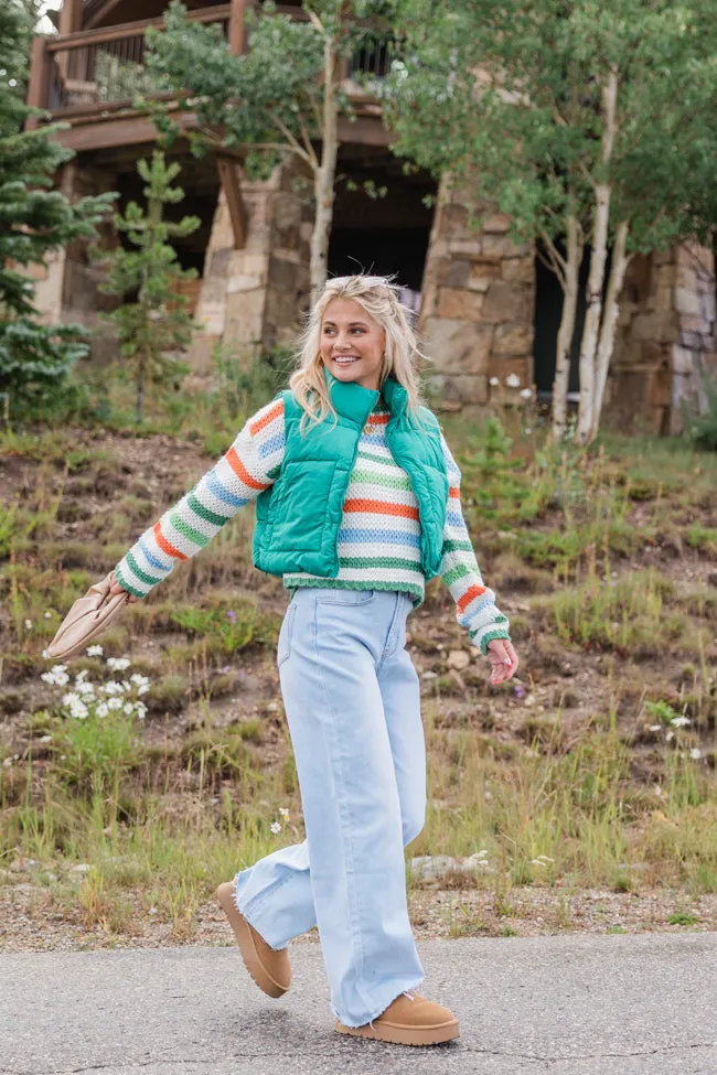 Easy Aspirations Green Multi Stripe Sweater FINAL SALE