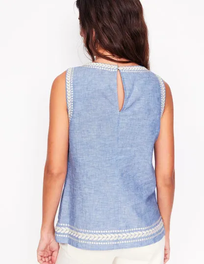 Embroidered Linen Blend Top