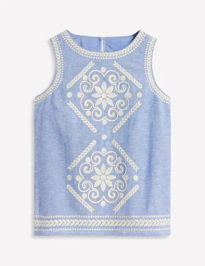 Embroidered Linen Blend Top