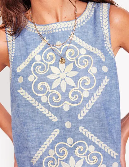 Embroidered Linen Blend Top