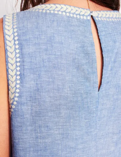 Embroidered Linen Blend Top