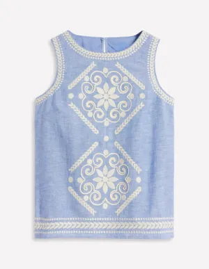 Embroidered Linen Blend Top