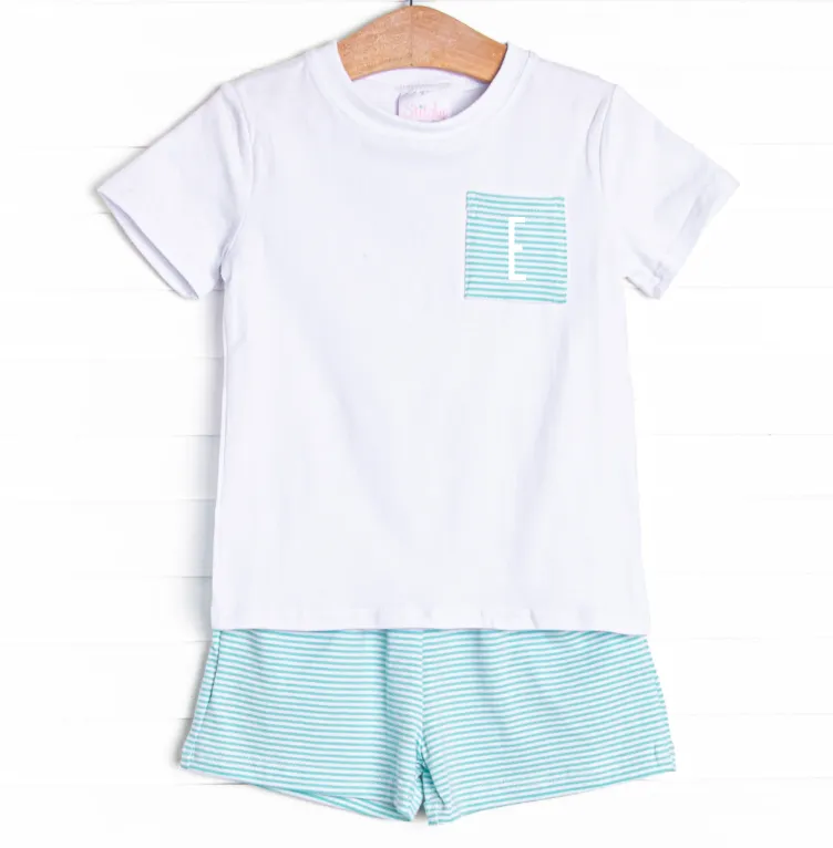 Evan Short Set, Mint Stripe