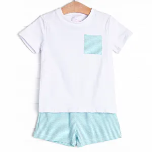 Evan Short Set, Mint Stripe